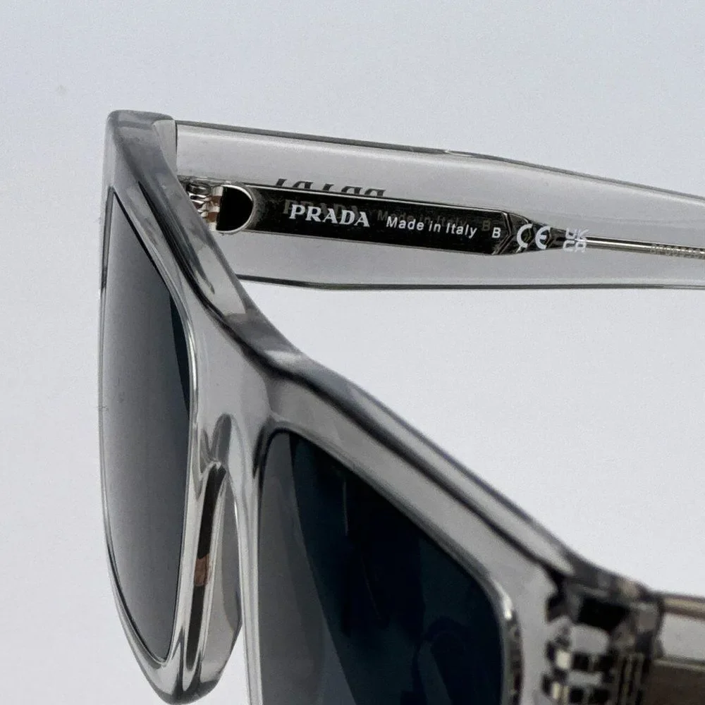NEW Prada PR19WS U4309T  Crystal Grey Dark Grey Square Unisex Sunglasses
